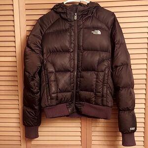 The North Face Size M brown 550 puffer coat with hood
